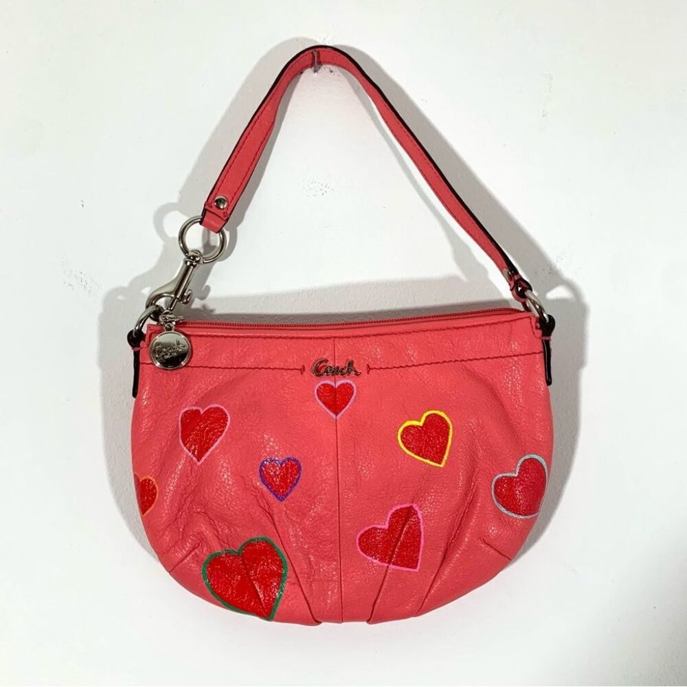 Coach Hand Painted Hearts Pink Shoulder Bag